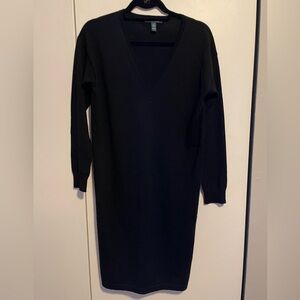 Ralph Lauren 100% Merino Wool V-Neck Midi Dress